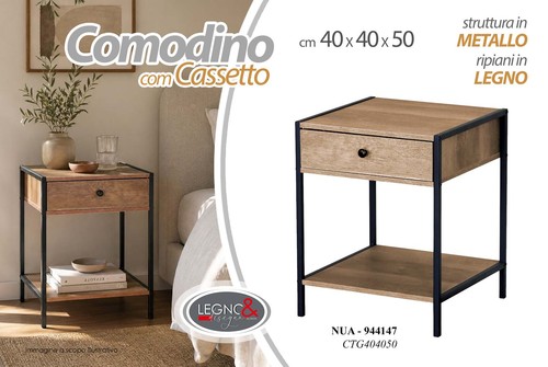 Comodino industrial cassetto