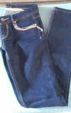 Jeans donna abbigliamento denim taglia 24 38 pantaloni blu scuro con catena