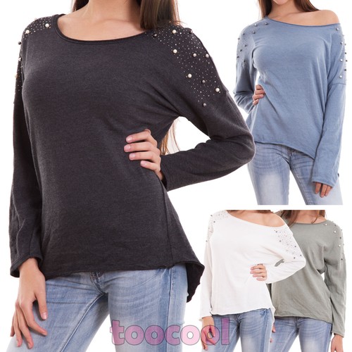 Maglia donna cotone perline