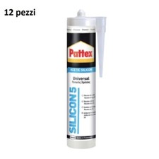 x Set 12 Pezzi Pattex Silicon5 Silicone Acetico Trasparente 280ml dfh