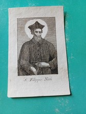 SAN FILIPPO NERI  -  SANTINO STAMPA INCISIONE ORIGINALE  DEL 1700 - Cm 8  X 5.