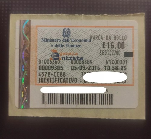 Marche bollo 00 euro - 16,00,