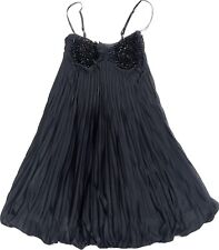 Splendido abito Paola Frani nero plissettato con perline busto taglia 46 US-10 Italia