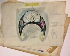 Franz Marangolo, Progetti Per Vetrine, 1950, 5 Fogli Disegnati Firmati