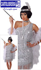 Costume Charleston Silver Anni '20/'30 Donna Argento S/L/XL Carnevale vestito