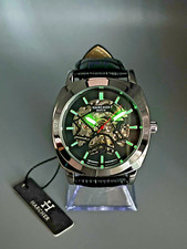 Orologio Meccanico carica manuale Uomo acciaio inox Open Heart Skeleton 41m Nero