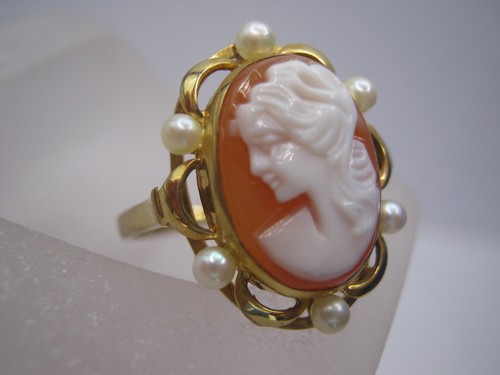 Anello vintage perla kamee - kamee, in