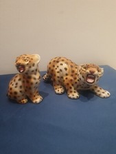 2X Statua In Ceramica Ronzan ?  ? Leopardi 