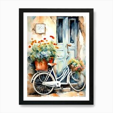 Bicicletta con cesto di fiori