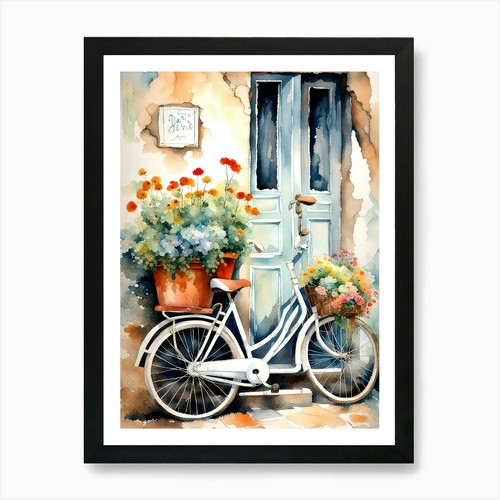 Bicicletta con cesto - di, fiori