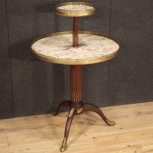 Tavolino legno marmo bronzi