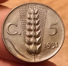 Moneta 5 Centesimi 1931 Spiga