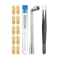 Kit Ugelli 3D, 10pz Stampante 3D Ugelli Ottone 0,2mm, Aghi Pulizia Argento