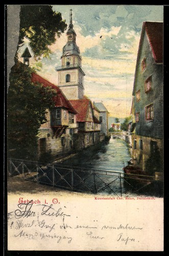 Cartolina erbach chiesa - erbach,