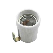 portalampada E27 in ceramica con staffetta a 90 gradi