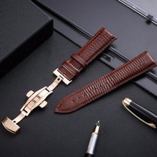 Cinturino orologio pelle chiusura farfalla pitonato nero 14 16 18 20 22 24 mm