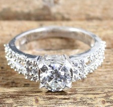 1.42 KT Bianco Diamante Solitario Taglio Rotondo Certificato Uomo Anello Natale