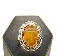 Anello in stile antico con rosette di diamante in oro rosa massiccio 12k