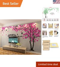 Adesivi Murali Impermeabili 3D Albero e Uccellini - Elegante Decorazione Casa, XL-158x79in