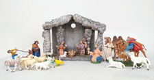 Set Presepe epoca Capanna + 18 statuine PVC  Sacra Famiglia Re Magi Pecore-XXX