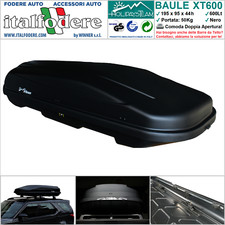 BOX BAULE DA TETTO AUTO 600Litri Cofano Carbox Portabagagli Portapacchi Portasci