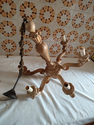 Lampadario vintage legno - lampadario,