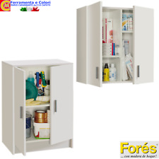 Armadio Mobile Bagno Multiuso Armadietto Porta Oggetti BASE e PENSILE Bianco