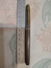 Penna stilografica Parker 75 argento sterling flat top oro 14k pennino extra fine USA #33