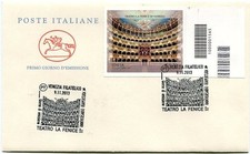 2013 FDC Teatro La Fenice - Venezia VARIETA NON FUSTELLATO Annullo CODICE BARRE