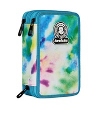Invicta Astuccio Scuola 3 Zip Fantasy, Azzurro e Viola, Triplo Scomparto (F0l)