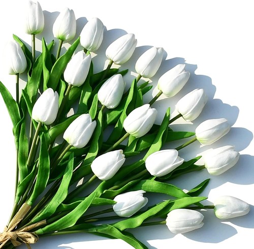 Tulipani bianchi artificiali - tulipani,