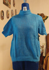 Maglione Pullover donna Lana Mohair Collo a Lupetto Mezze Maniche Fatto a mano