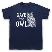 SAVE THE OWL ANIMAL RIGHTS PROTEST SLOGAN CUTE BIRD T-SHIRT UOMO E DONNA