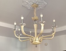 Lampadario 8 luci  pelle color champagne