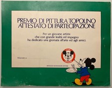 PREMIO DI PITTURA TOPOLINO ATTESTATO DI PARTECIPAZIONE CLUB DI TOPOLINO MODADORI