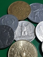 LOTTO 8 MONETE ITALIA 100 200 50  5 10 LIRE +  5 LIRE ARGENTO AQUILINO AQUILOTTO