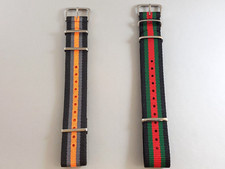 Cinturino nato bicolore larghezza 20 mm verde/rosso e grigio/arancio