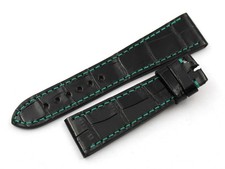 Cinturino Pelle Stampa Alligatore Nero Lucido 21/16mm Accessori Ricambi Orologi