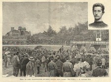 Stampa antica CICLISMO corsa