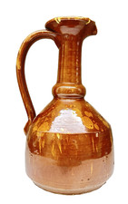 ANTICA VASO CARAFFA PUGLIESE BROCCA TERRACOTTA CERAMICA Artista DE CILLIS ARGILL