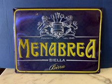 cartello insegna metallo PUBBLICITARIO BIRRA MENABREA BIELLA 30x40 cm