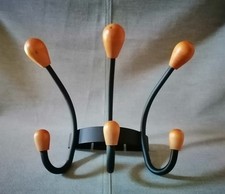Appendiabiti attaccapanni vintage legno ferro anni 60 pomi modernariato