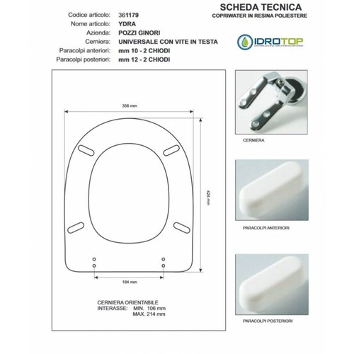 Copriwater pozzi ginori ydra - copriwater,