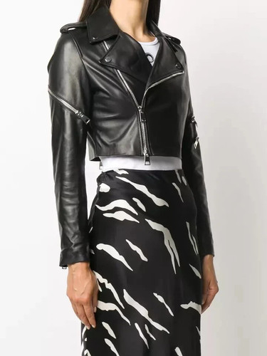 Giacca moto biker donna nera