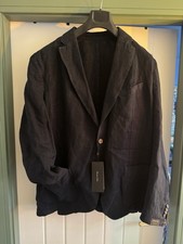 Blazer Massimo Dutti in lino navy - tinto in capo uomo EU 54/UK 44 nuovo con etichette prezzo di listino 199 €