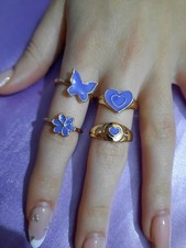 Set anelli farfalla fiore - set,