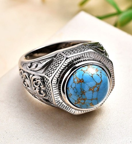 Anello solitario turchese blu
