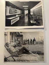 2 foto nave ship LAZIO TIRRENIA interno anni 50 sapa scrittura e esterno area sd