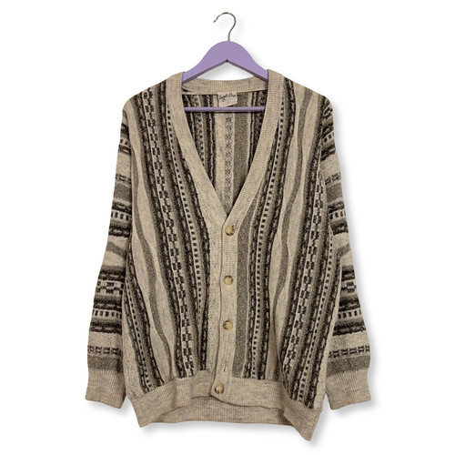 Cardigan vintage crema verde - cardigan,
