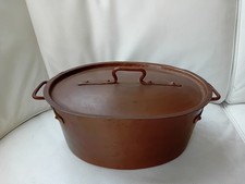 Casseruola con coperchio in rame stagnato vintage 1.7 kg pentola pignatta tegame